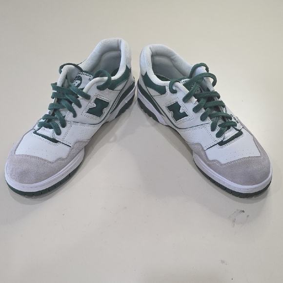 New Balance 550 White and Dark Green Sneakers - Picture 6 of 9